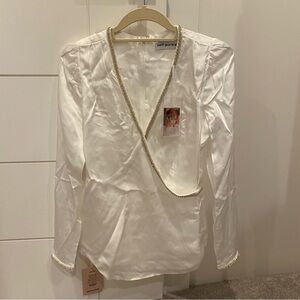 Self-Portrait v-neck long sleeve Crystal Embellished Blouse, us2